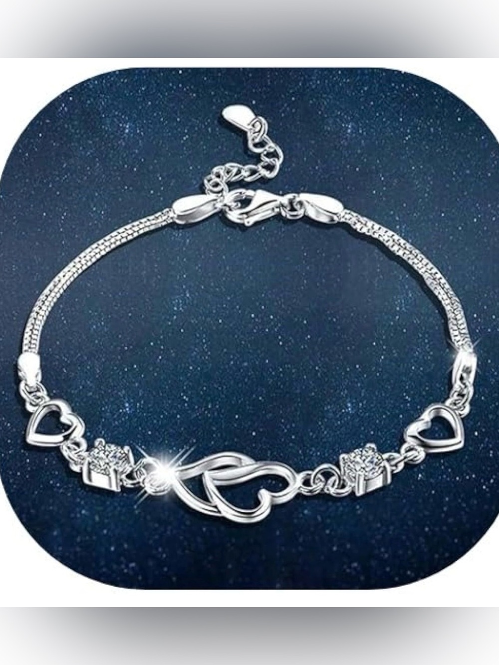 Silver Heart & Infinity Link Bracelet - Women Jewelry